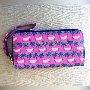 Pink Palm Tree Hammock Large Wristlet